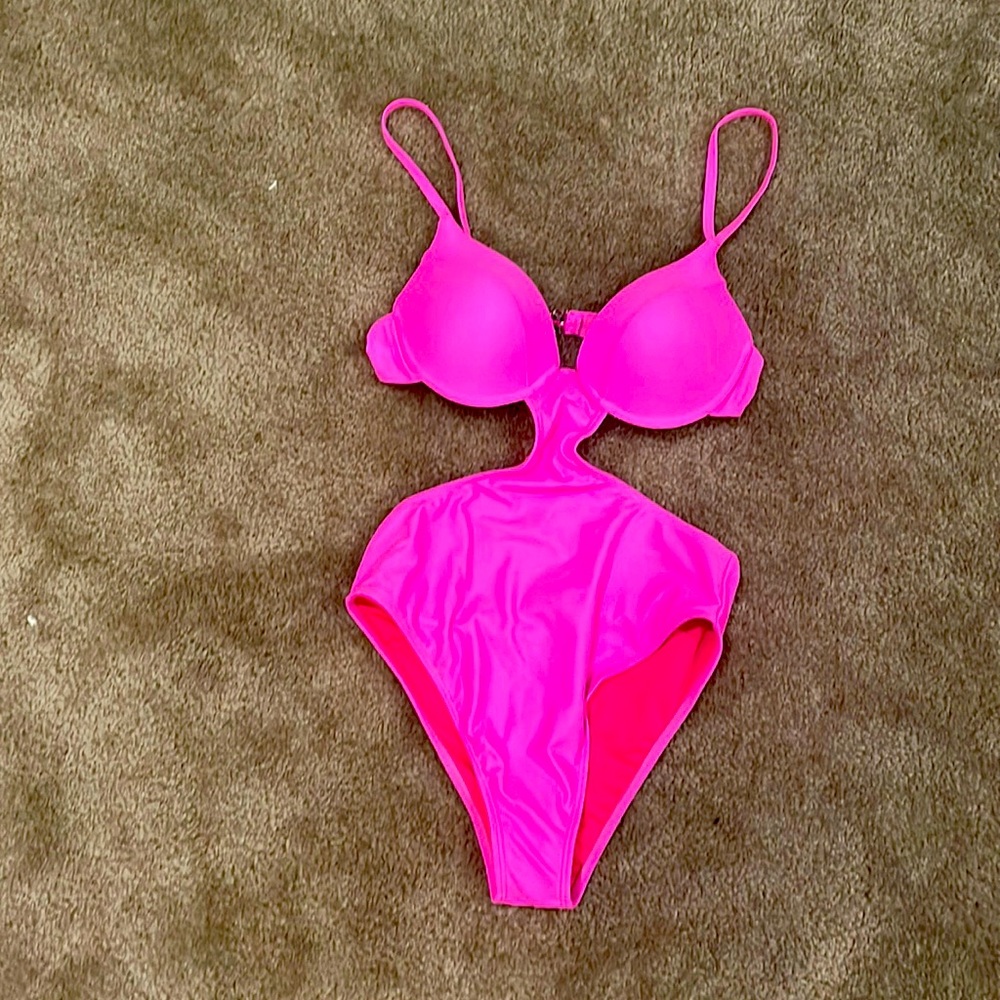 Pink monikini bathing suit